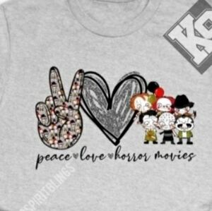 Peace Love‎ and Horror Movies Tee